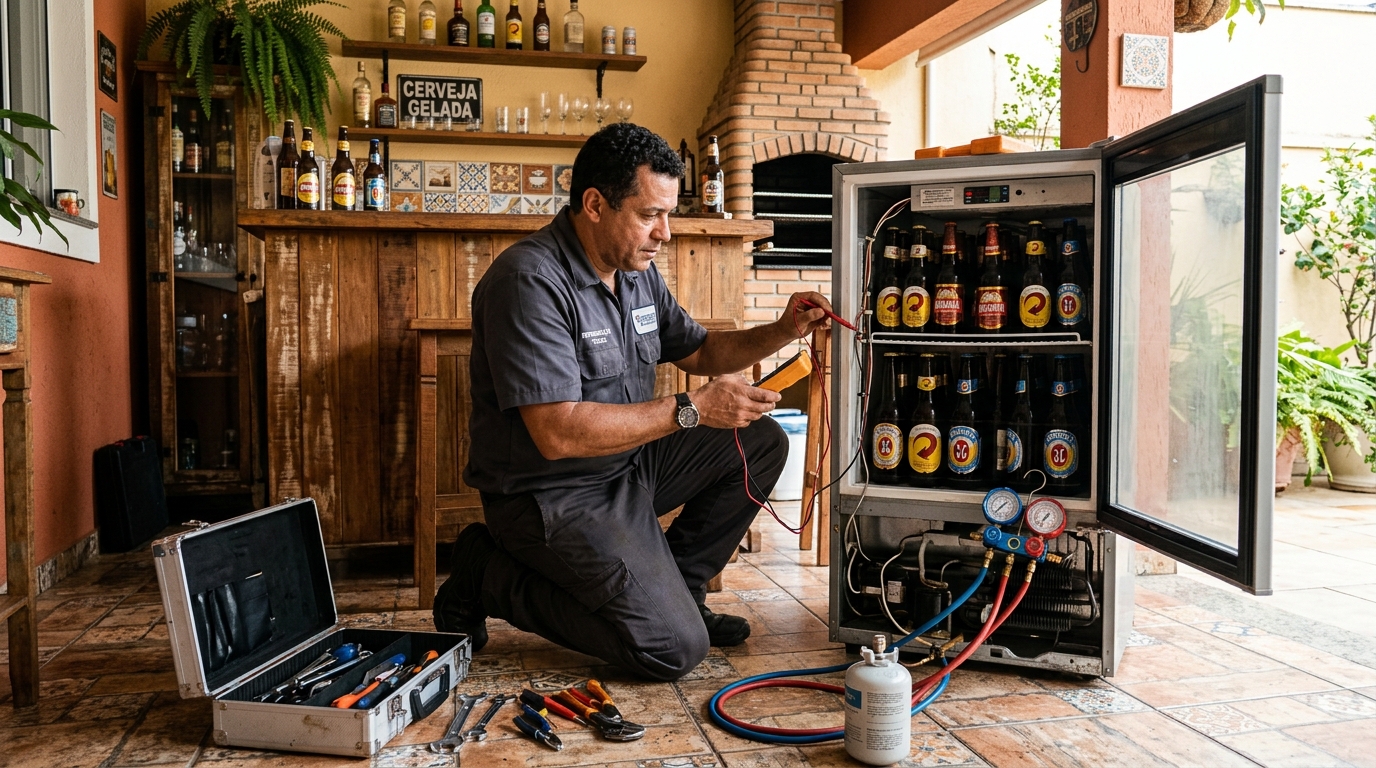 Recarga de gás refrigerante em cervejeira em atendimento em Guarapari‑ES