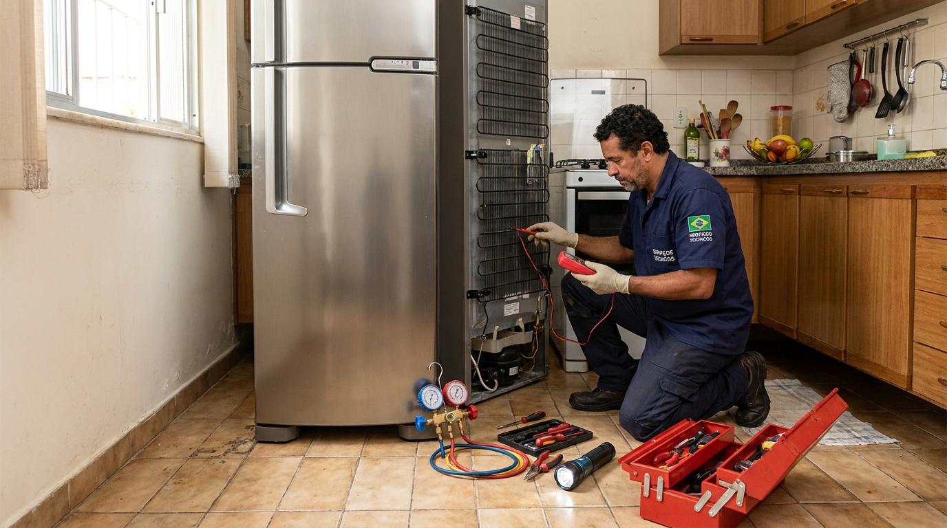 Técnico de conserto de geladeira em residência em Guarapari‑ES